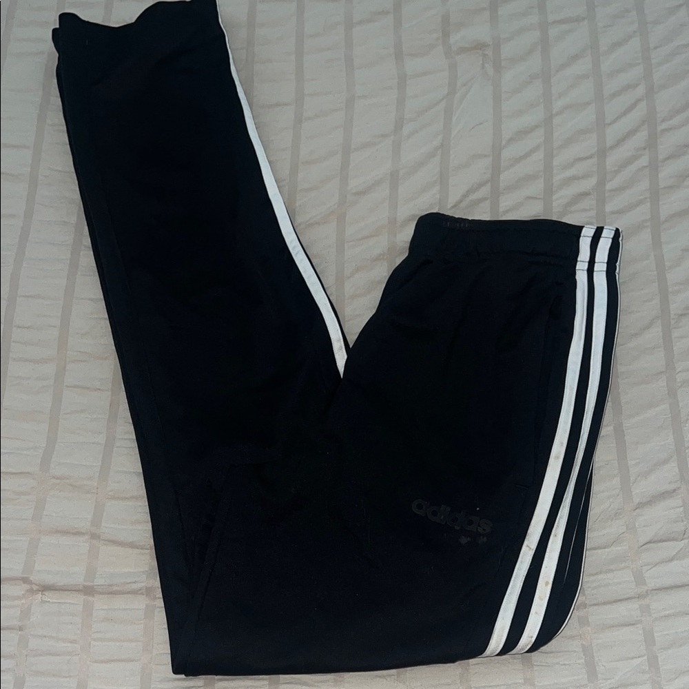 Adidas Black mens Joggers with White Side Stripes